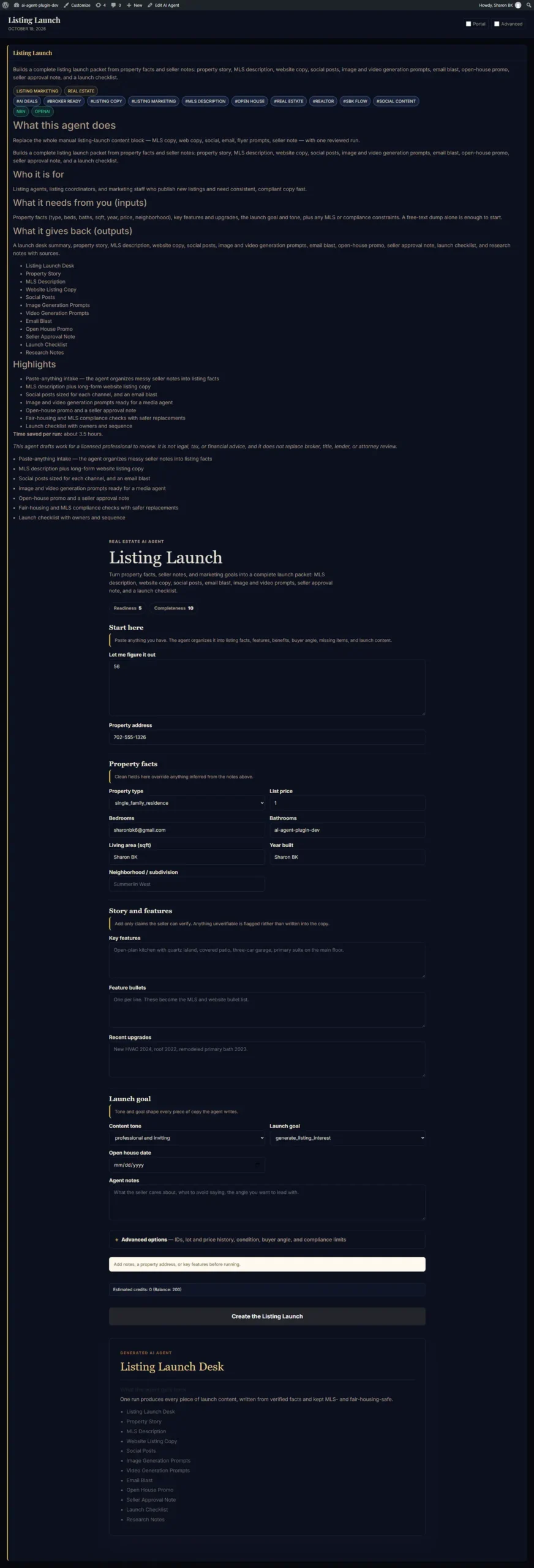 Full-length Listing Launch example