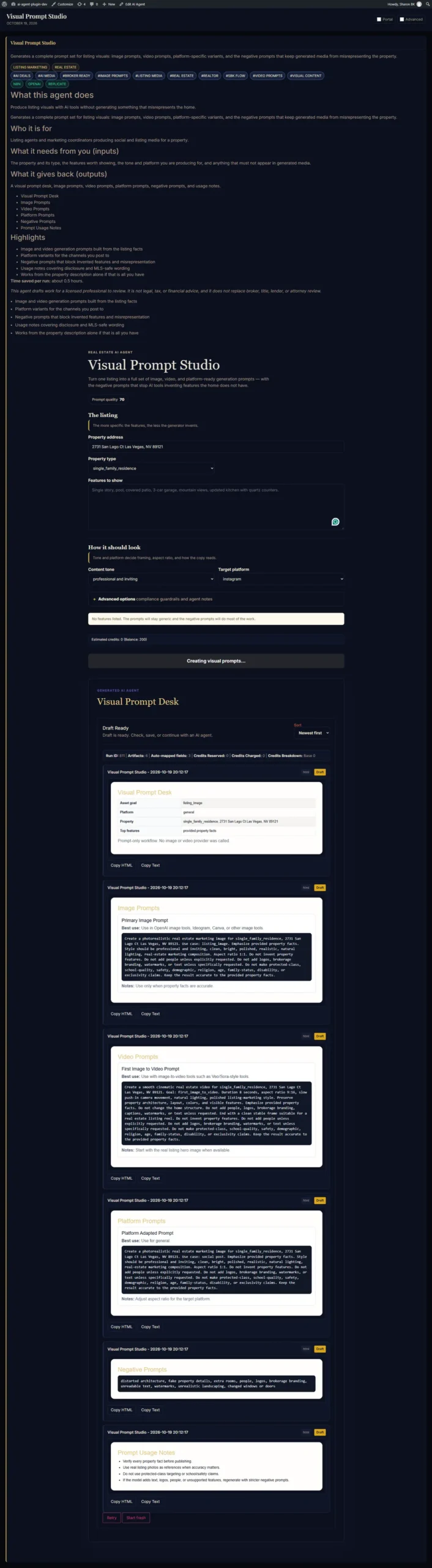 Full-length Visual Prompt Studio example